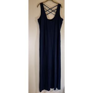 Ashley Stewart Size 16 Dress Maxi Navy Blue Sleeveless Stretch
